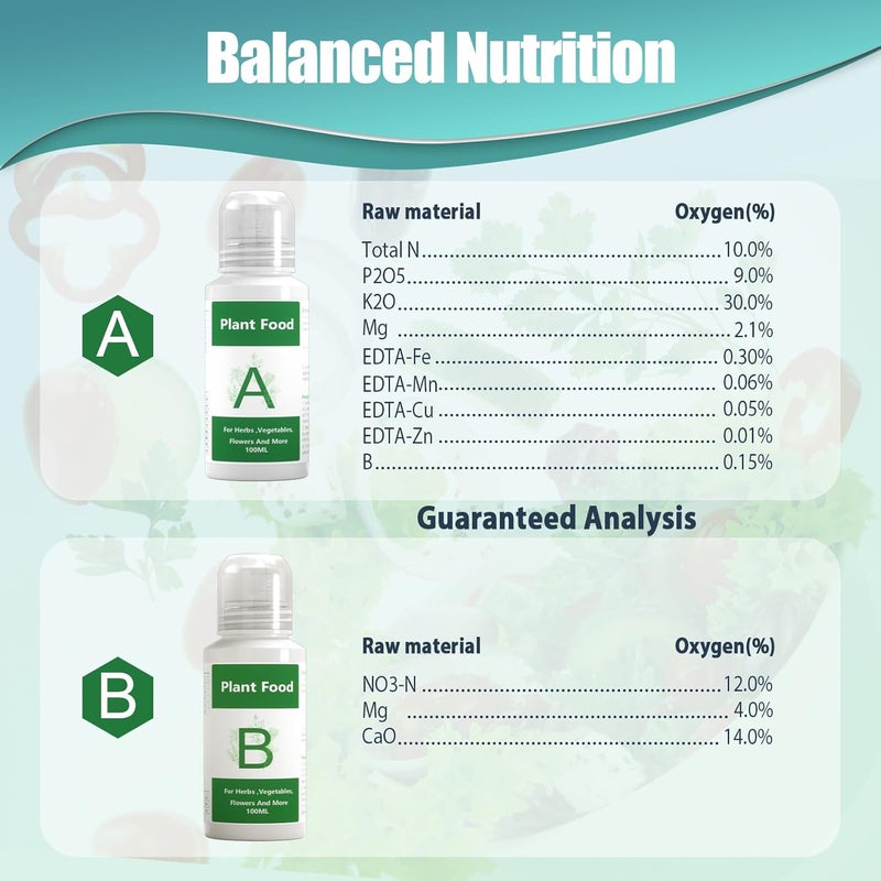 Haligo Hydroponics Nutrients (1000ml in Total), All Purpose Plant Food A & B, Hydroponics Supplies, Fertilizer for All Plants and Media, Hydroponics System Accessories for Vegetables Fruits Flowers Thrive - Image 5